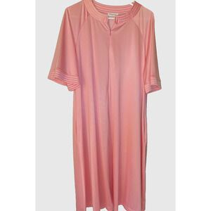 Vintage Pink Nylon Womens MEDIUM Vanity Fair Robe Zip Front Pockets House Dress